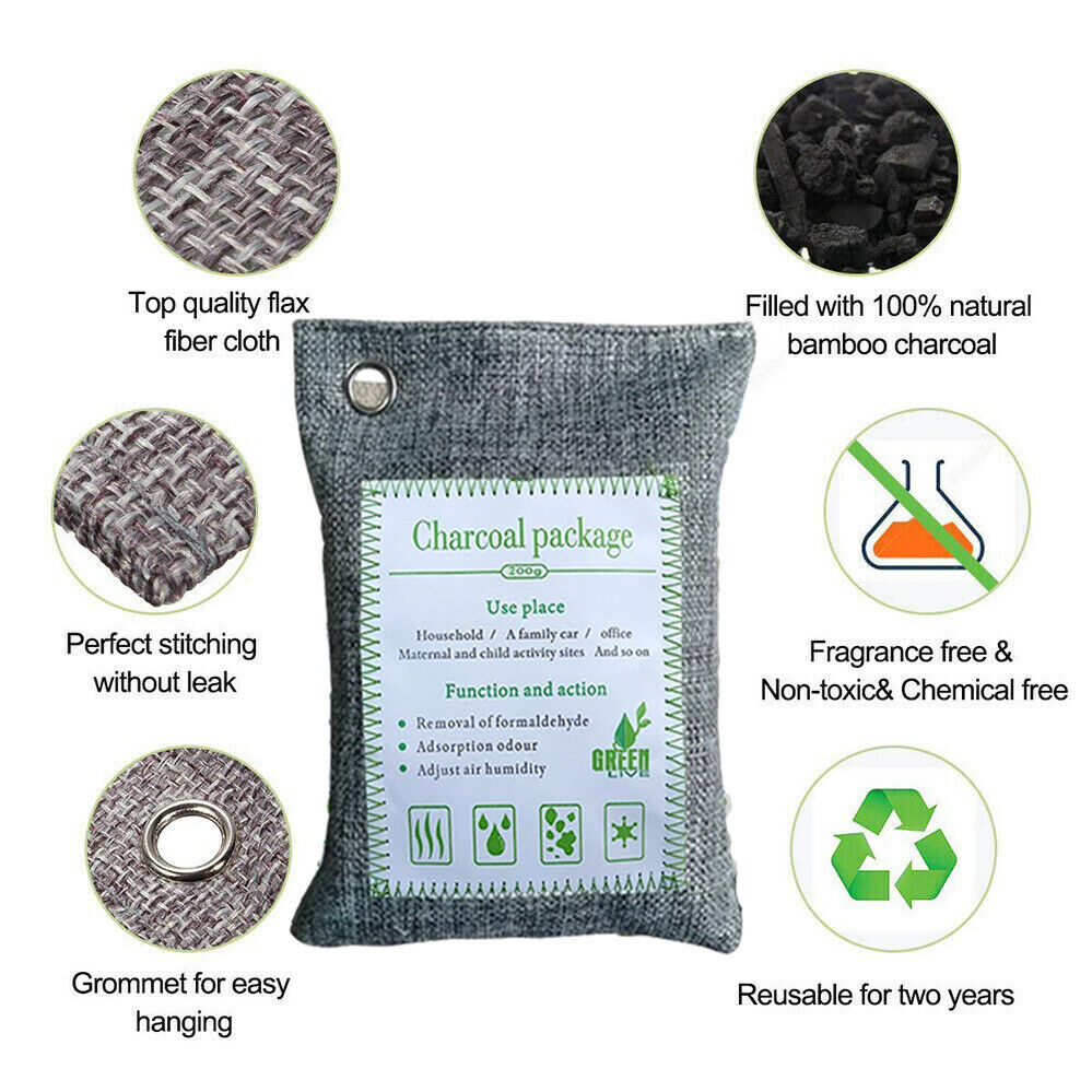 10PCS Air Purifying Bags Activated Bamboo Charcoal Freshener