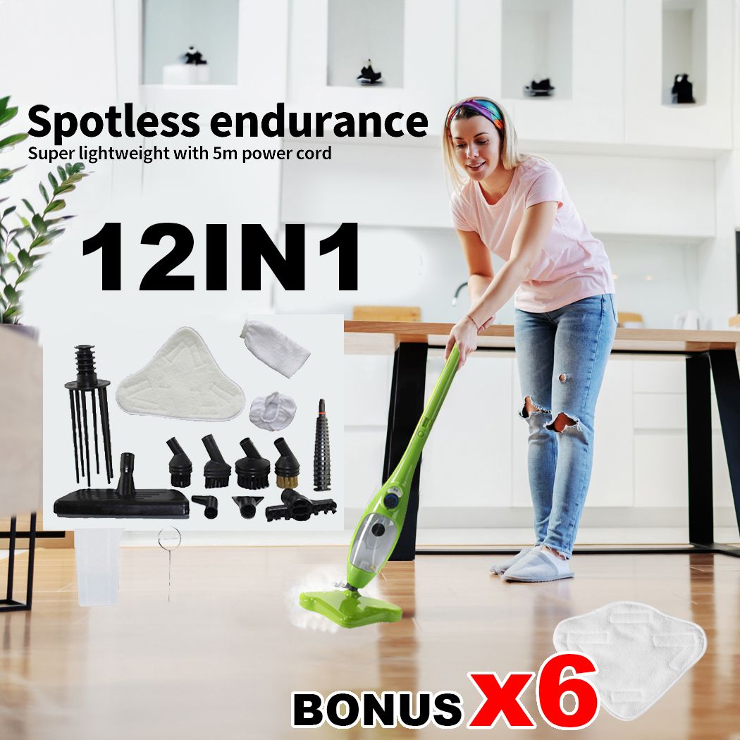 Steam Mop Handheld Carpet Cleaner High Pressure Steamer Floor Cleaning 1300W Bedworld