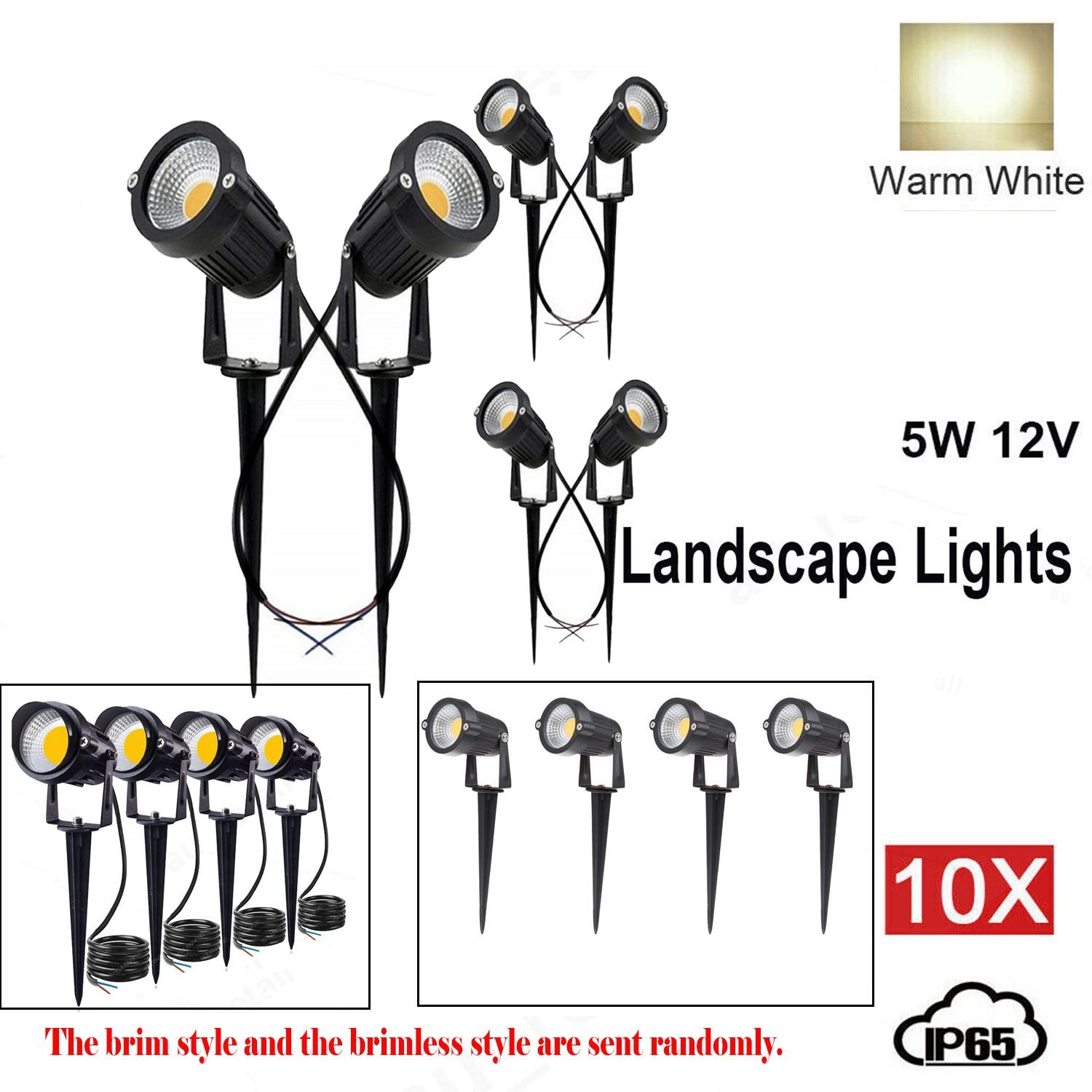 10PCS LED Spotlights Landscape Warm light Lamp Waterproof Outdoor Garden Yard 12V Bedworld