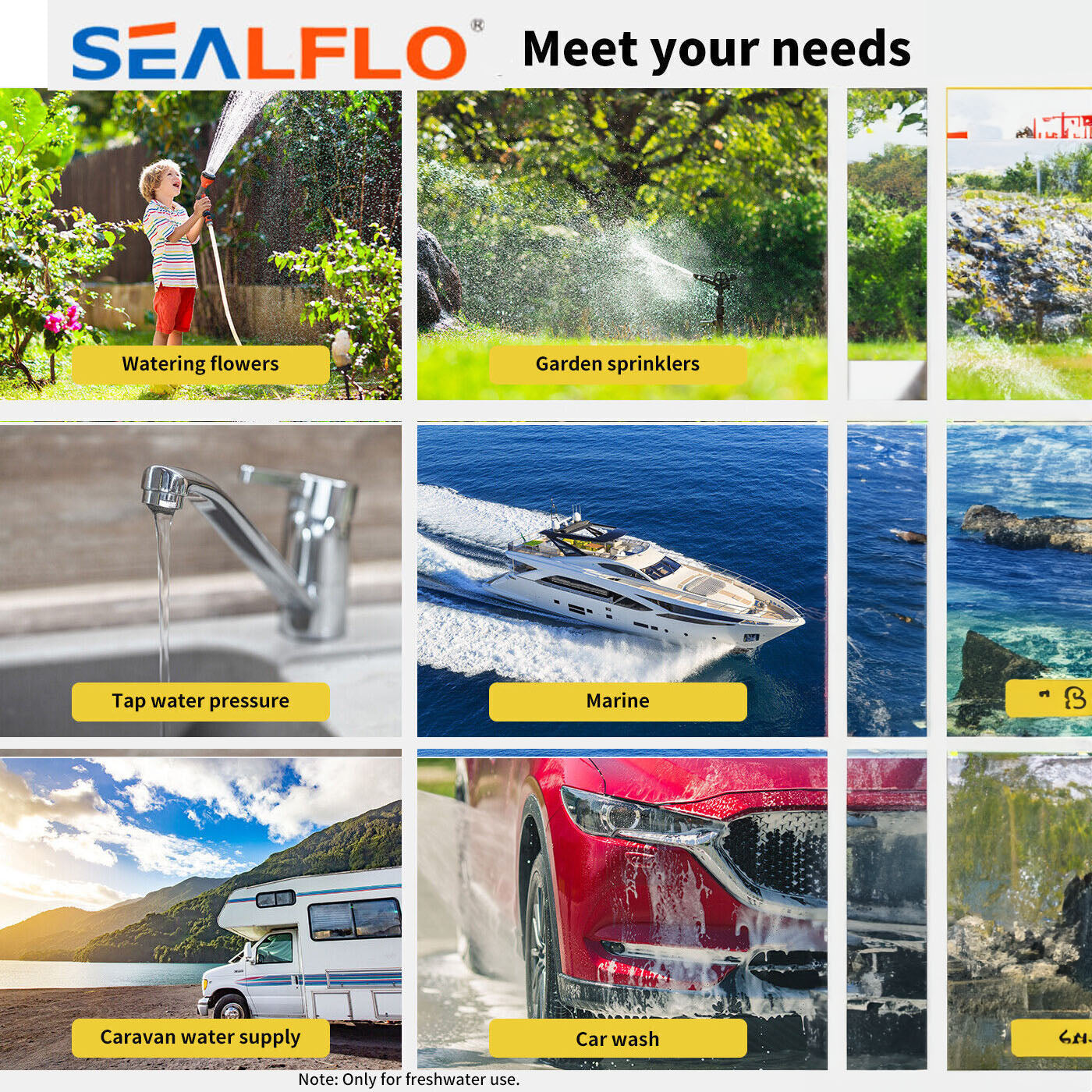 12V SEALFLO Water Pump High Pressure Self-priming rv Camping Boat 55PSI 11.3L/M