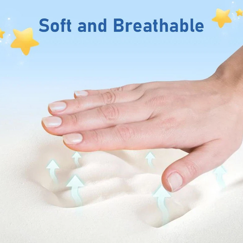 Soft white contour pillow pressed to show cushioning under hands