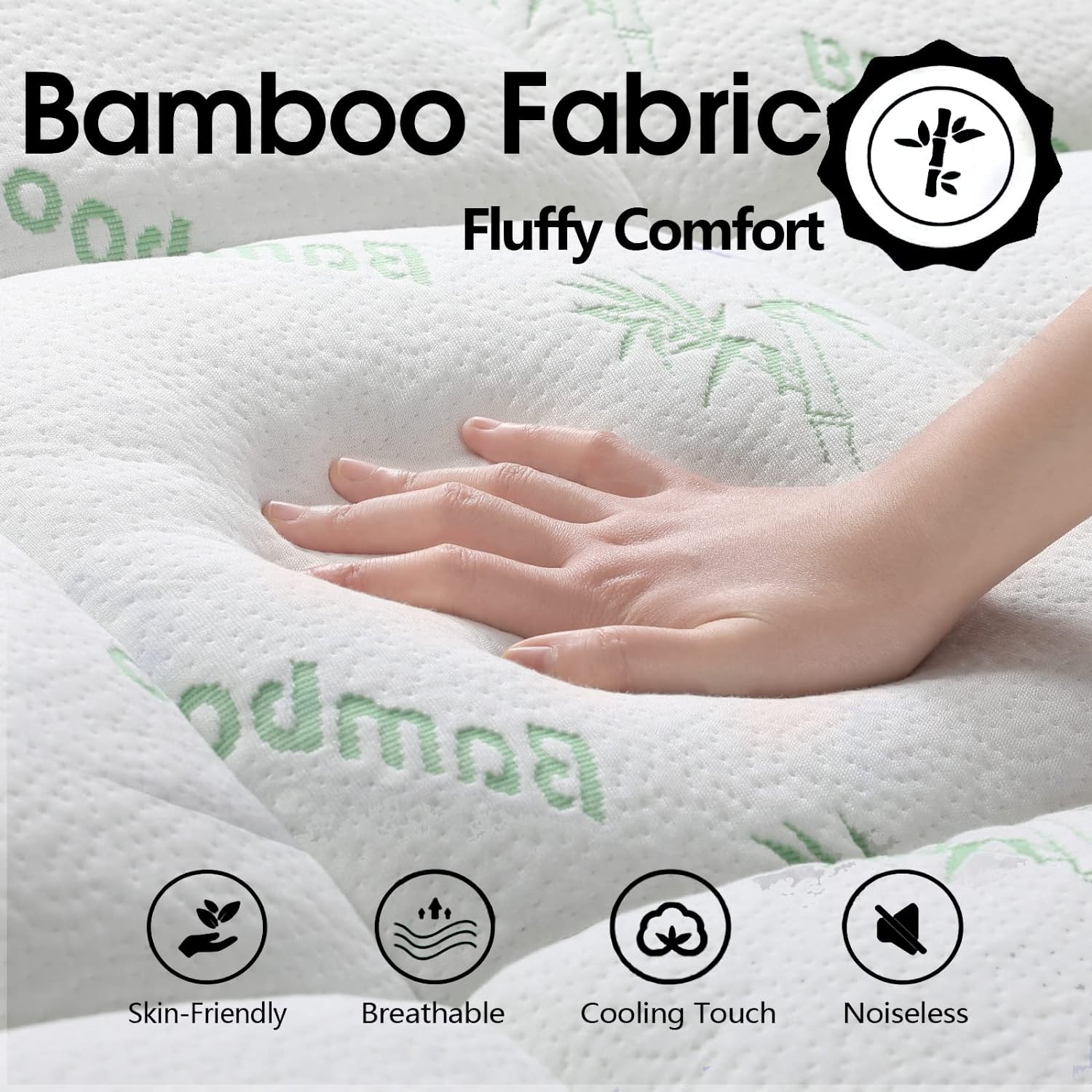 Bamboo Pillowtop Mattress Topper Luxury Bedding Mat Pad Protector Cover Queen 153 x 203 cm