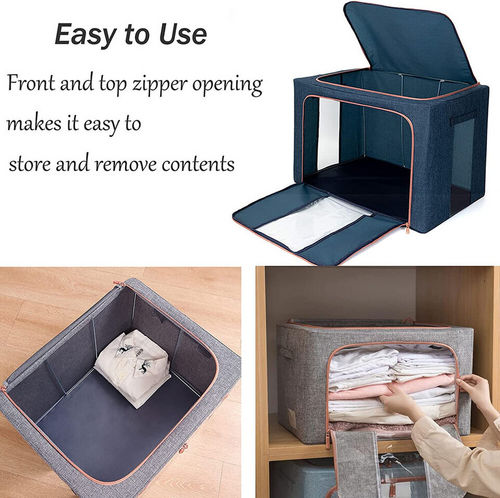 24L Foldable Storage Box - Steel Frame, Random Color