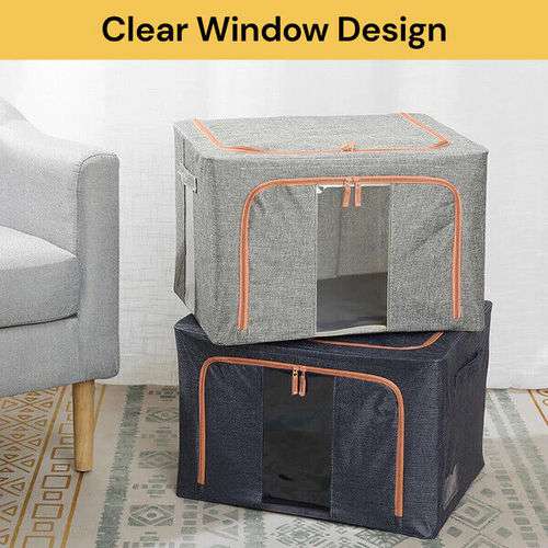 24L Foldable Storage Box - Steel Frame, Random Color