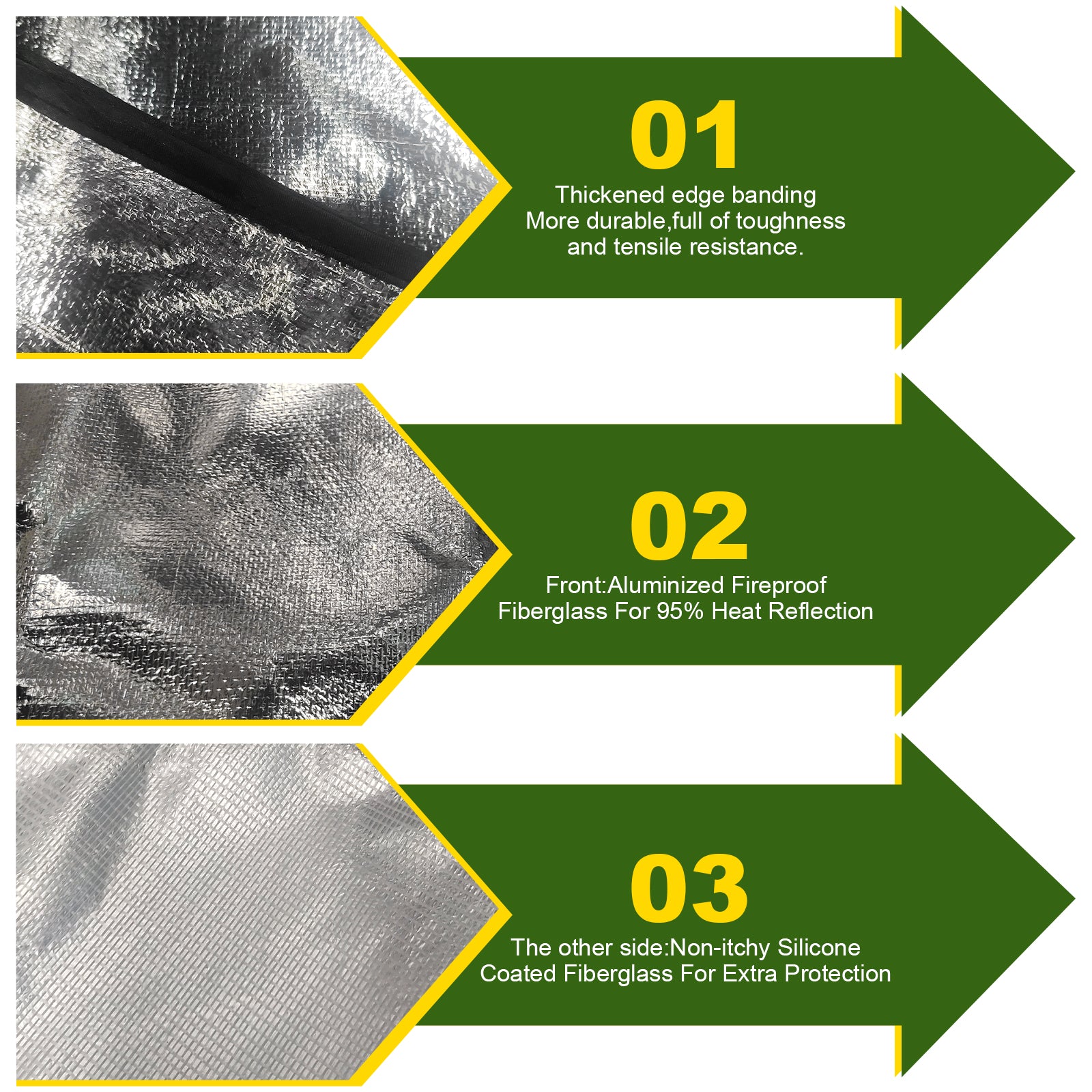 Yegbong Fireproof Mat, Outdoor Lawn Terrace Barbecue Fireproof Silver Rectangular Protective Mat