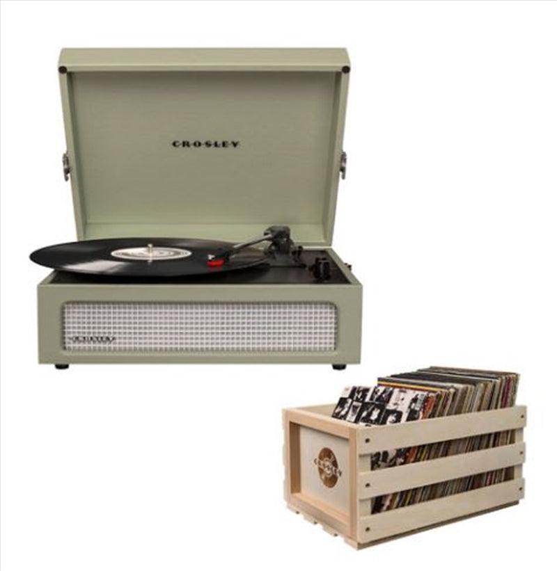 Crosley Voyager Bluetooth Portable Turntable with Storage Crate - Sage
