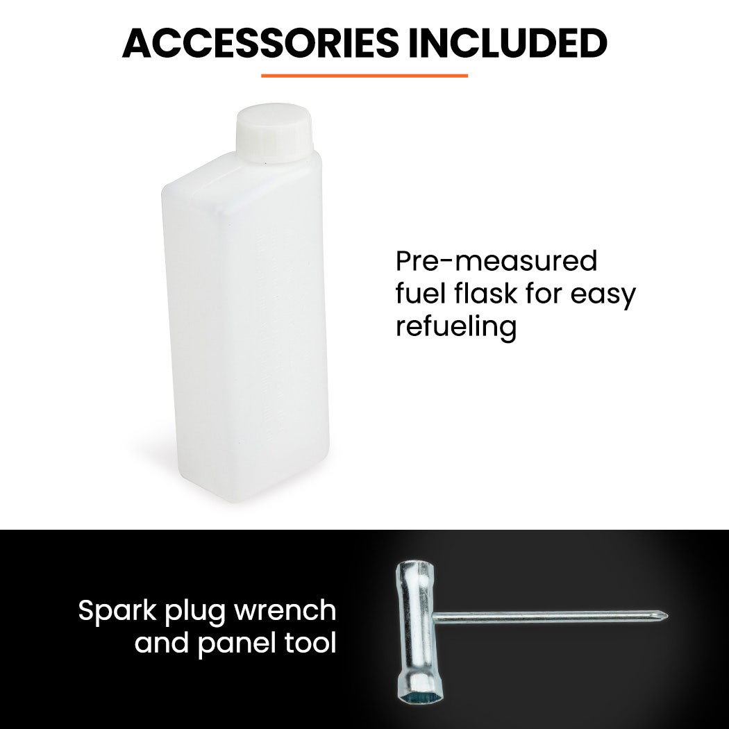 Leaf blower accessories set including fuel jug and spark plug wrench