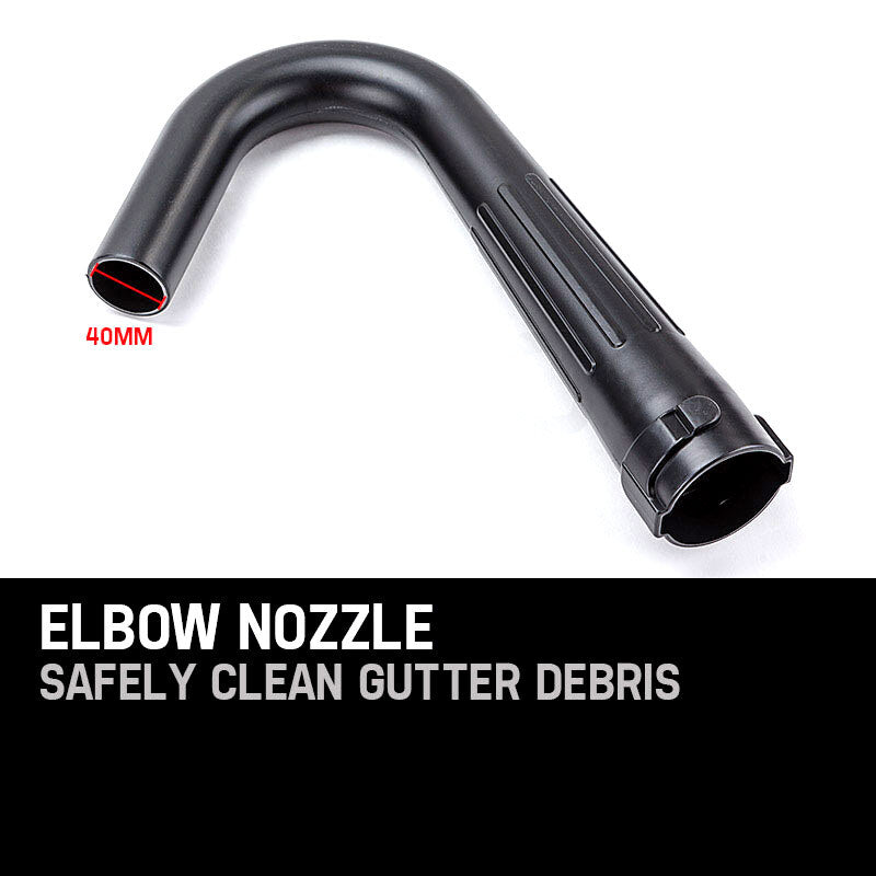Black elbow nozzle adaptor for gutter cleaning, curved tube nozzle end