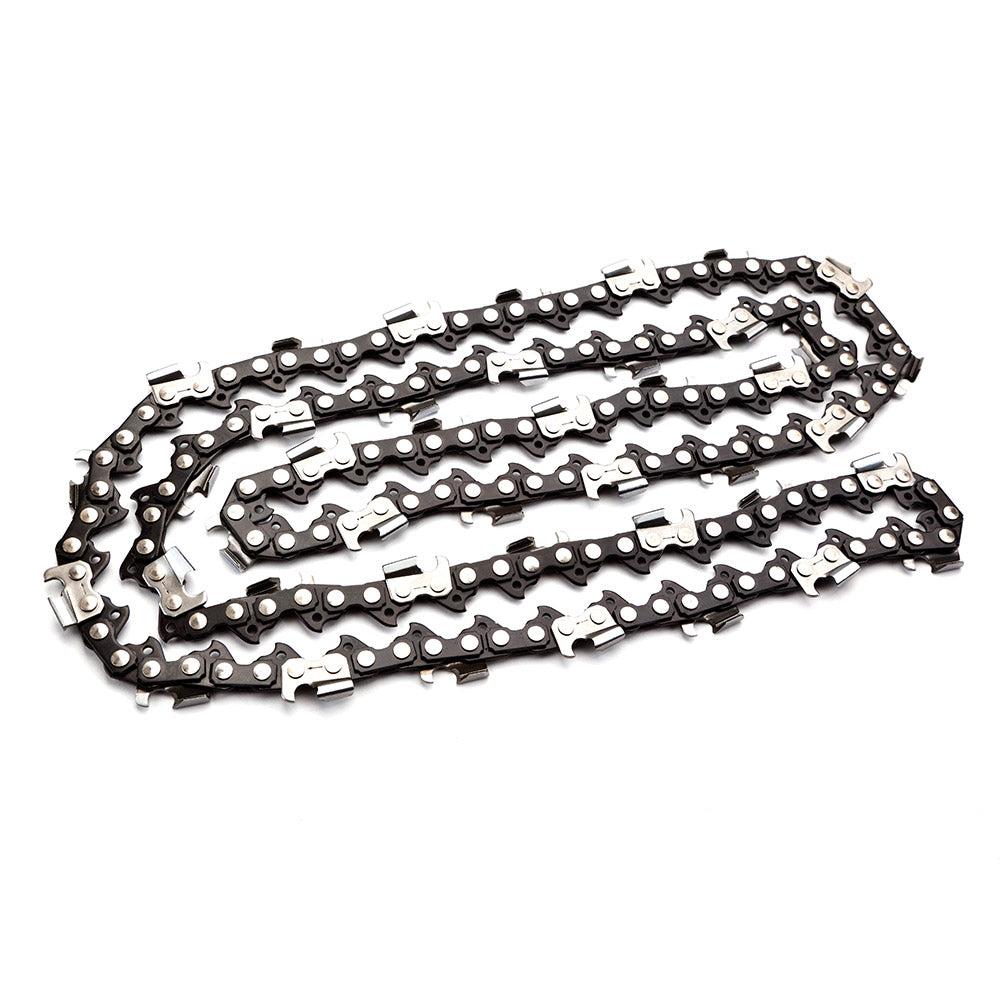 Replacement chainsaw chain with cutter teeth, black and silver, for 20-inch bar