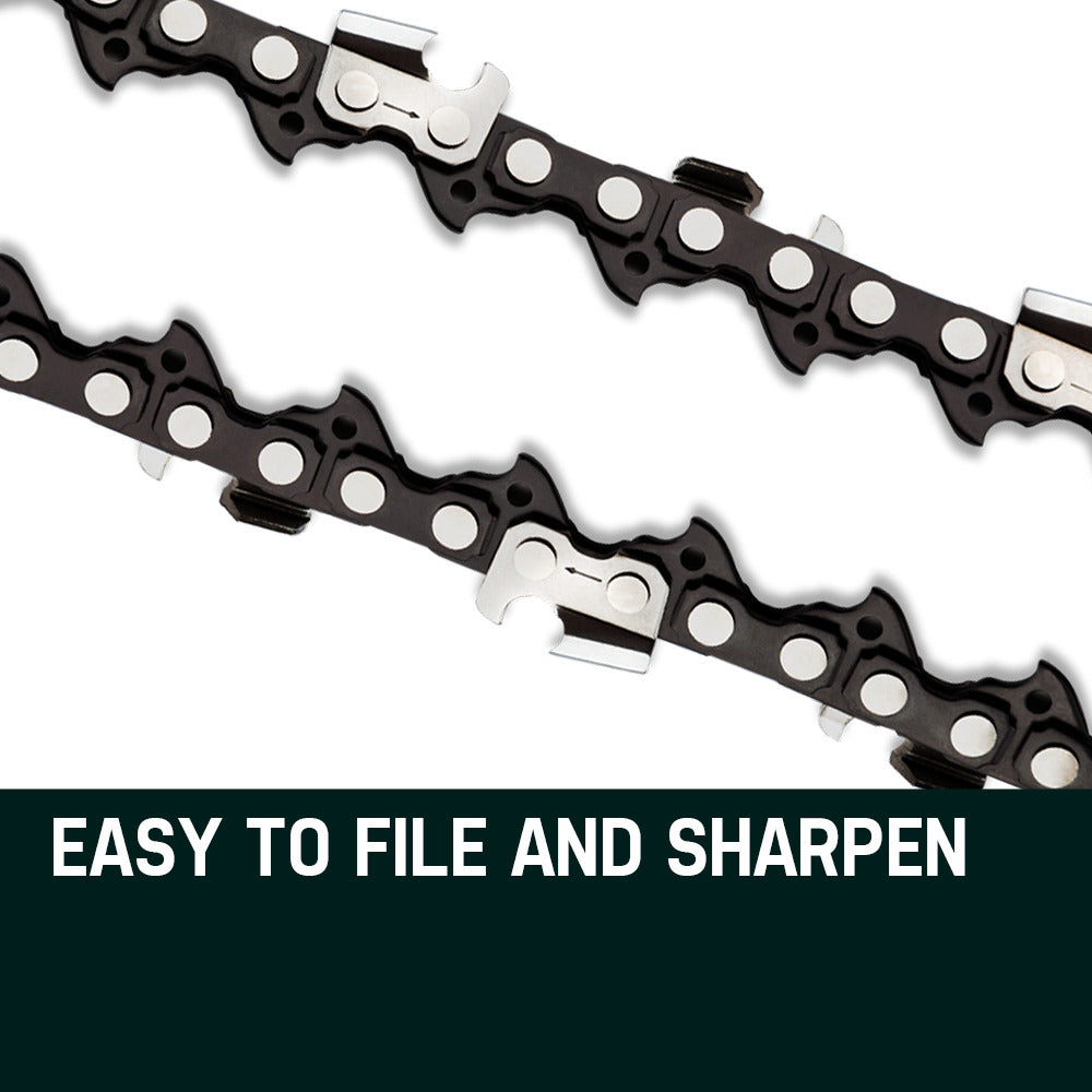 Chainsaw chain replacement with sharpenable cutter teeth, black links