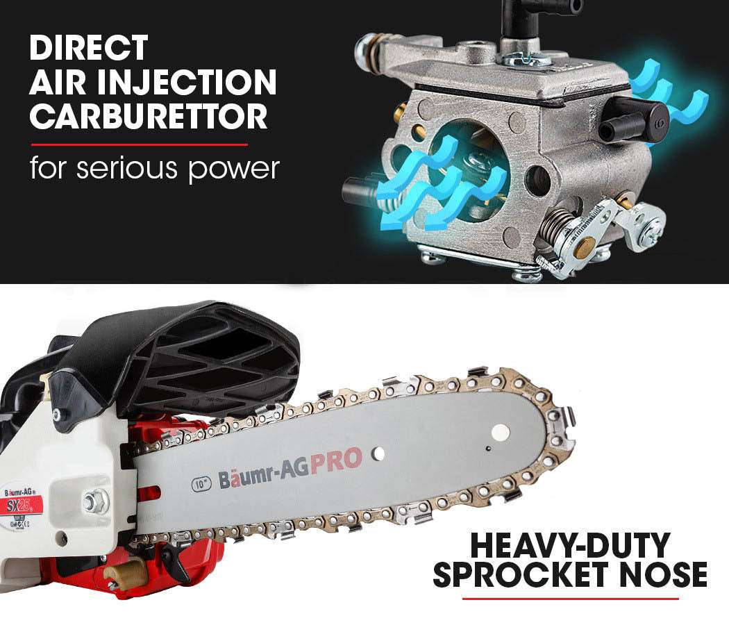 Baumr-AG 25CC Petrol Chainsaw Arborist 10 Bar Tree Pruning Garden Chain