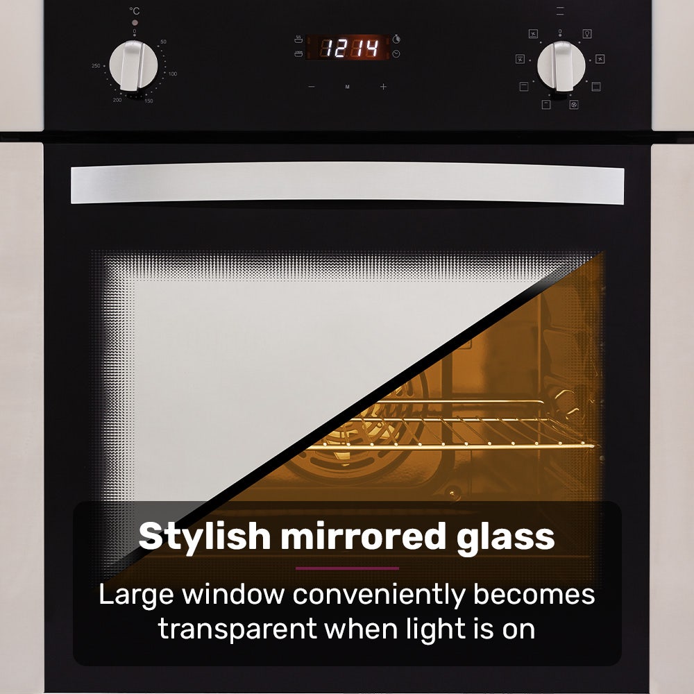 EuroChef 80L Oven Fan Forced Wall Built in Electric Stainless Steel