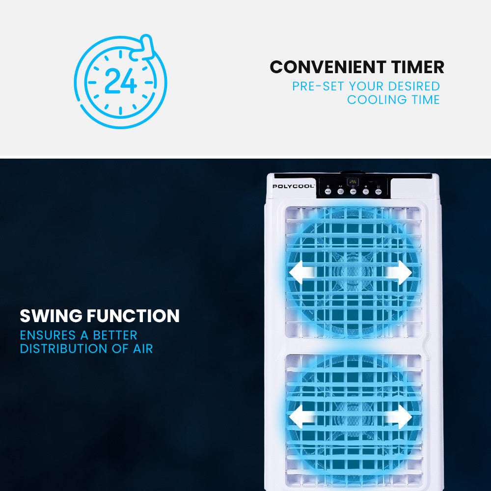 POLYCOOL 35L 220W Portable Evaporative Air Cooler 24 Hour Timer 4