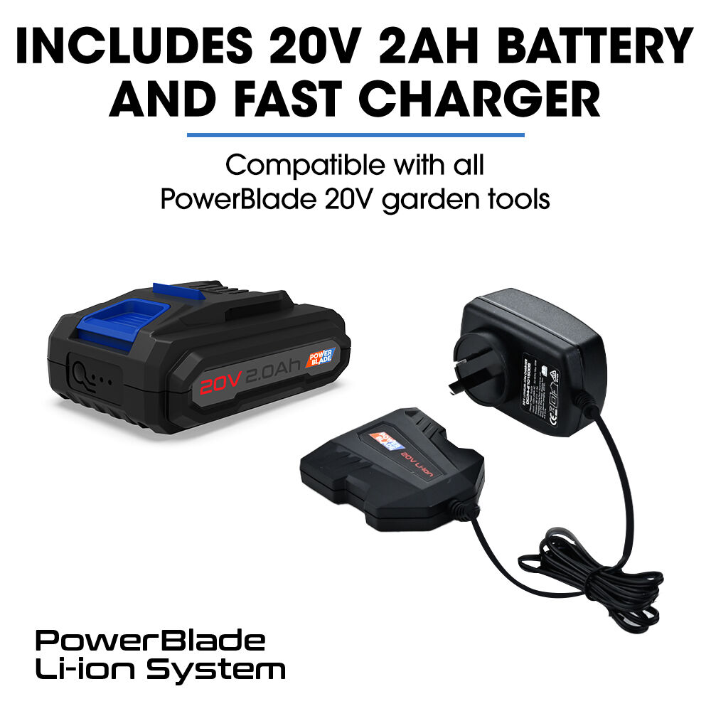 POWERBLADE HH4 20V Cordless Electric Hedge Trimmer Kit, with Lithium Battery and Fast Charger