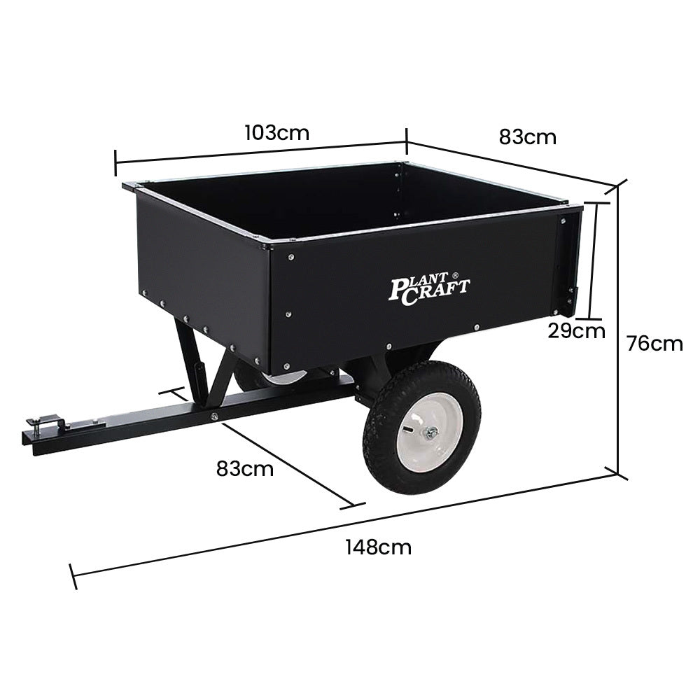 PLANTCRAFT 270kg Capacity Metal Dump Cart Garden Lawn Yard Farm Trolley, Tow