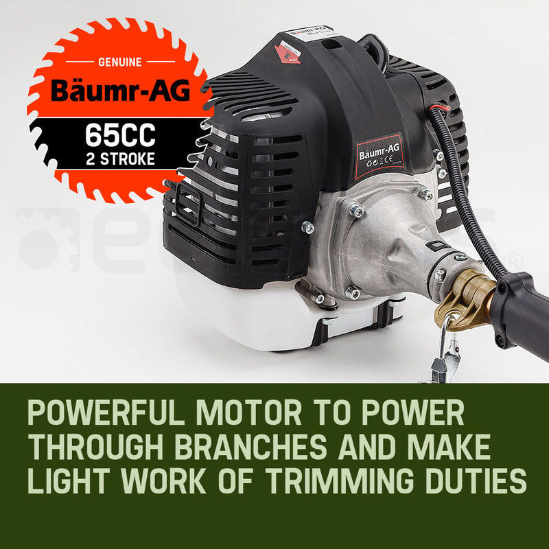 65cc 2-stroke pole chainsaw engine housing with silver gearbox and black cover