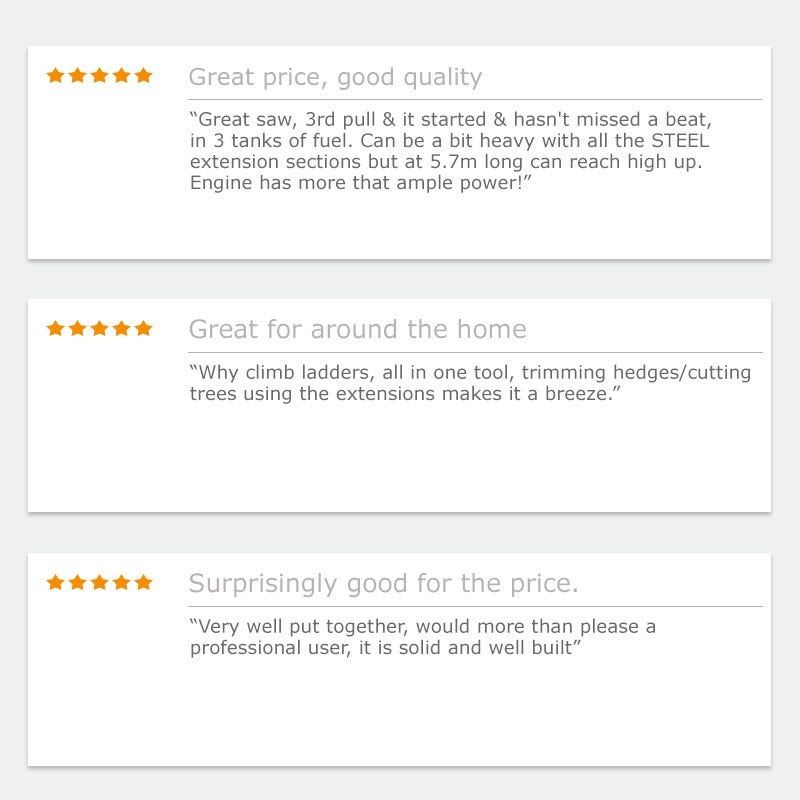 Customer review cards on a website with star ratings and comments