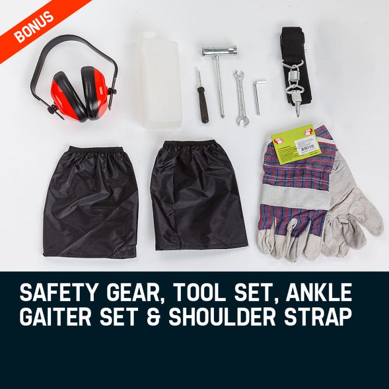 Safety gear and tool accessory set with ear protectors, bags, and gloves