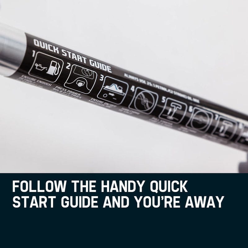 Pole tool shaft with quick start guide decal strip