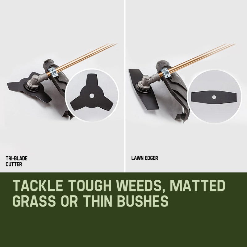 BAUMR-AG 65cc 7in1 Long Reach Garden Multi-tool, Pole Saw, Hedge & Line Trimmer, Brush Cutter, 12" Tree Trimming Pruning Chainsaw Bar, 2 Extension Shafts