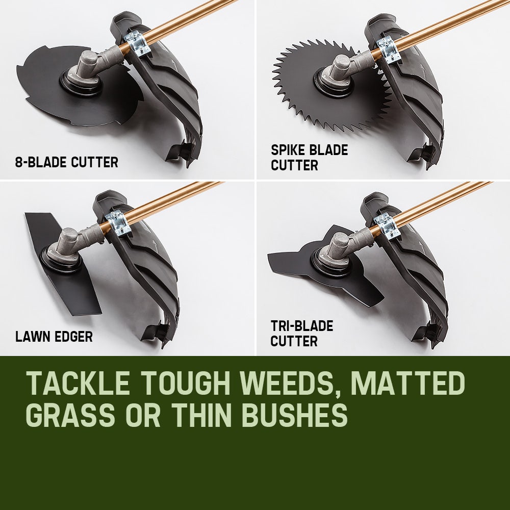 BAUMR-AG 65cc 9in1 Long Reach Garden Multi-tool, Pole Saw, Hedge & Line Trimmer, Brush Cutter, 12" Tree Trimming Pruning Chainsaw Bar, 2 Extension Shafts
