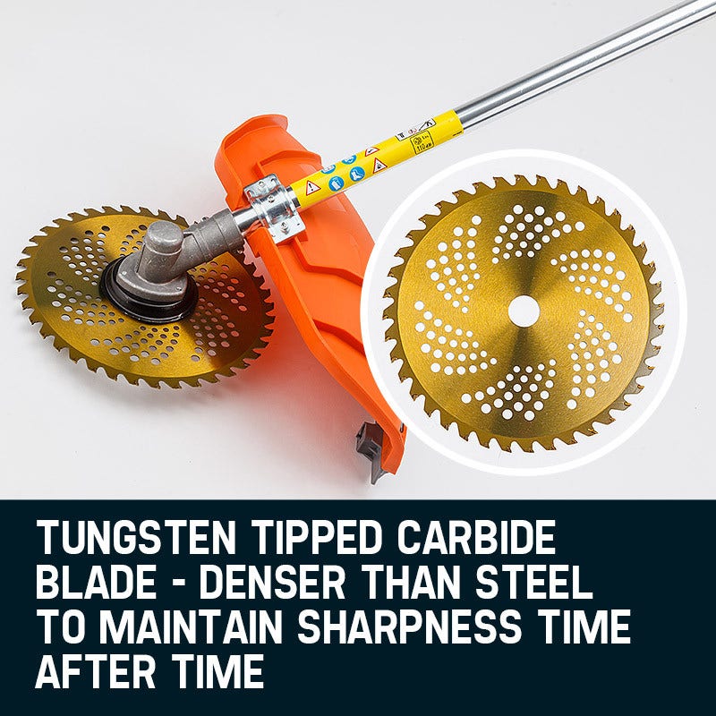 MTM 62cc 7in1 Brush Cutter Long Reach Garden Multi-Tool , Pole Trimmer, Hedge & Line Trimmer, 12" Tree Trimming Pruning, 2 Extension Shafts