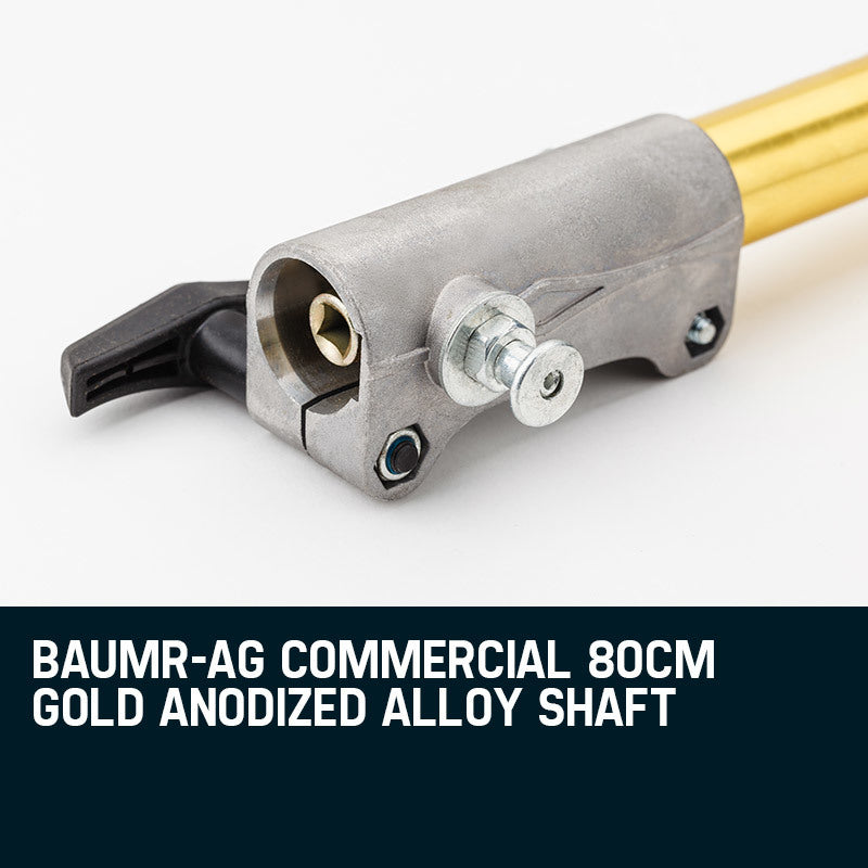 Extension pole quick-change coupler with locking hardware and gold shaft