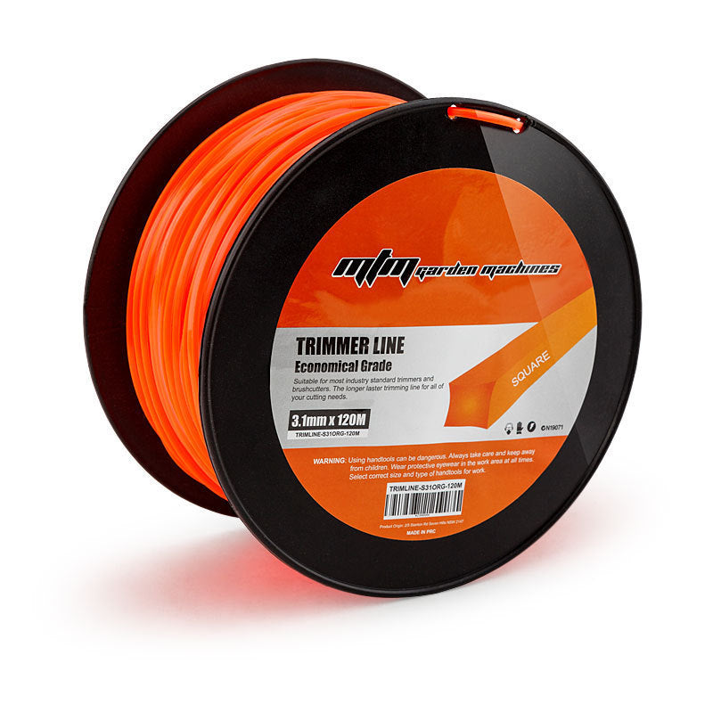 Orange 3.1mm trimmer line spool, 120m cutting cord for brush cutter