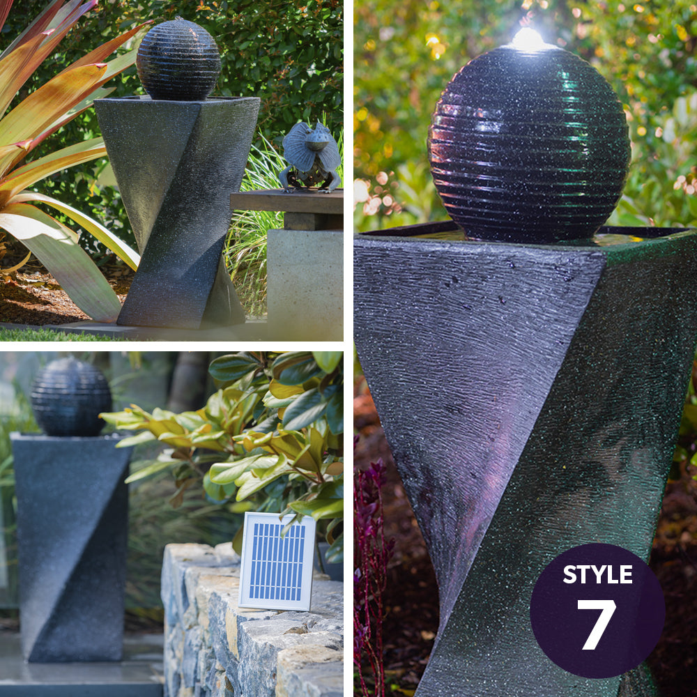 Charcoal fountain style 7 top with domed cap and glowing accent LEDs