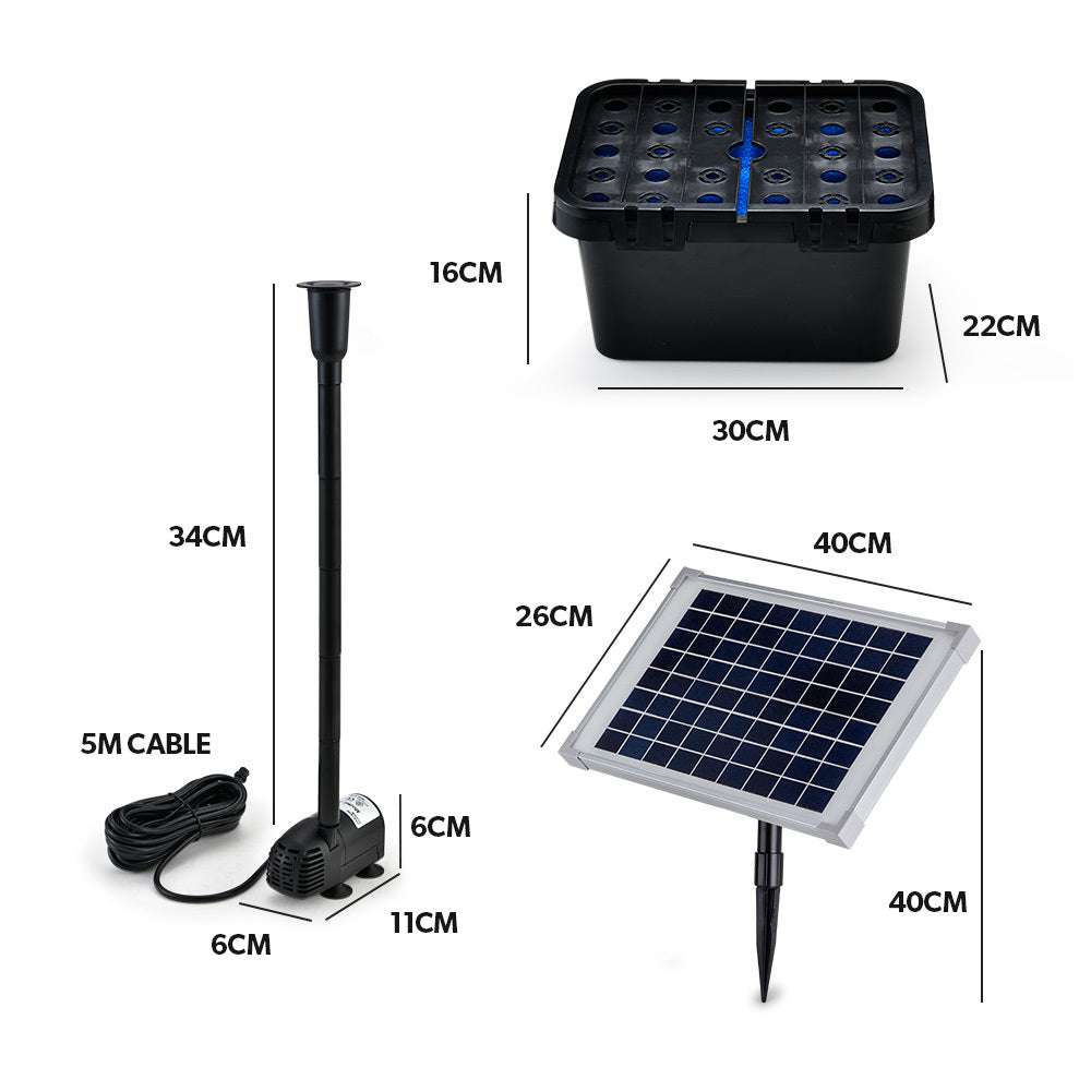 PROTEGE 10W Solar Powered Water Fountain Pump Pond Kit