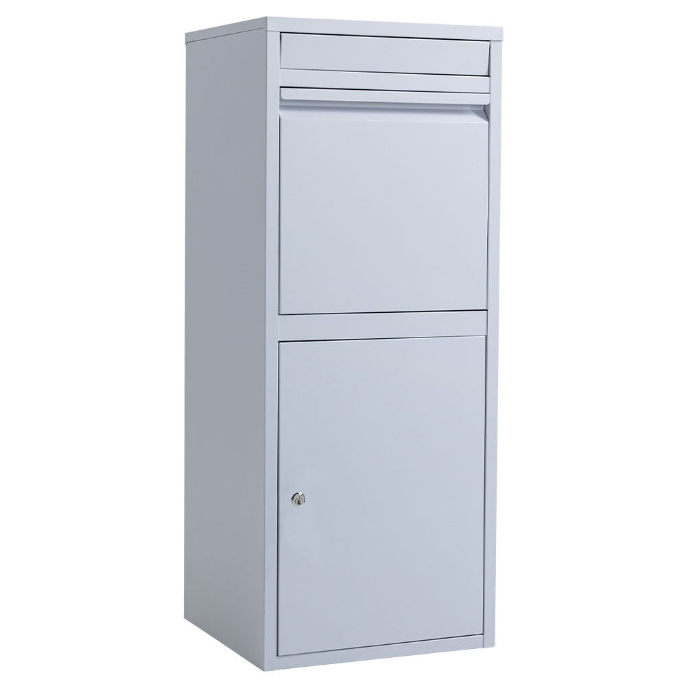 FORTIA Freestanding Parcel Post Box Letterbox, Letter Slot, Light Grey