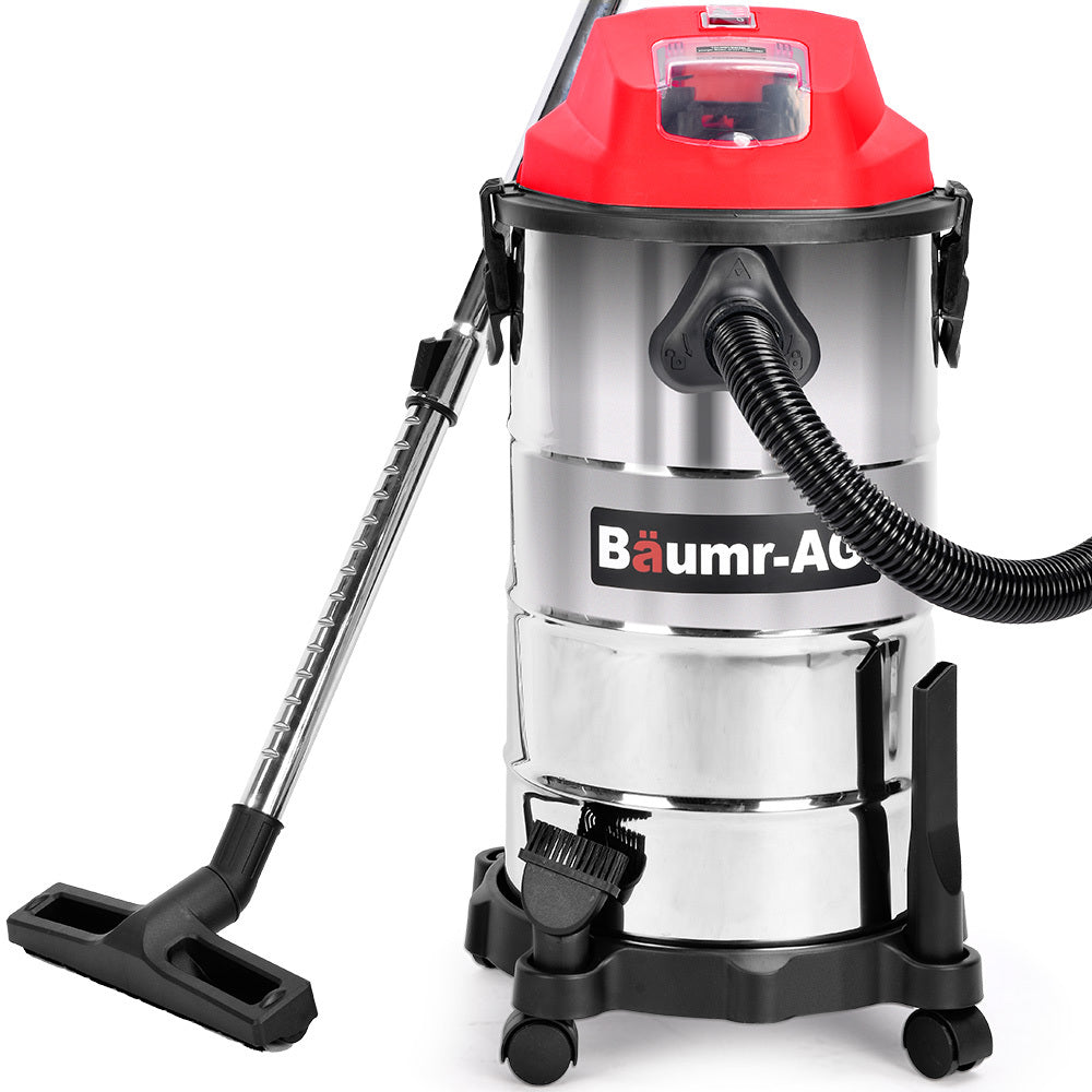 Cordless wet/dry vacuum cleaner, stainless steel tank, black hose and floor nozzle