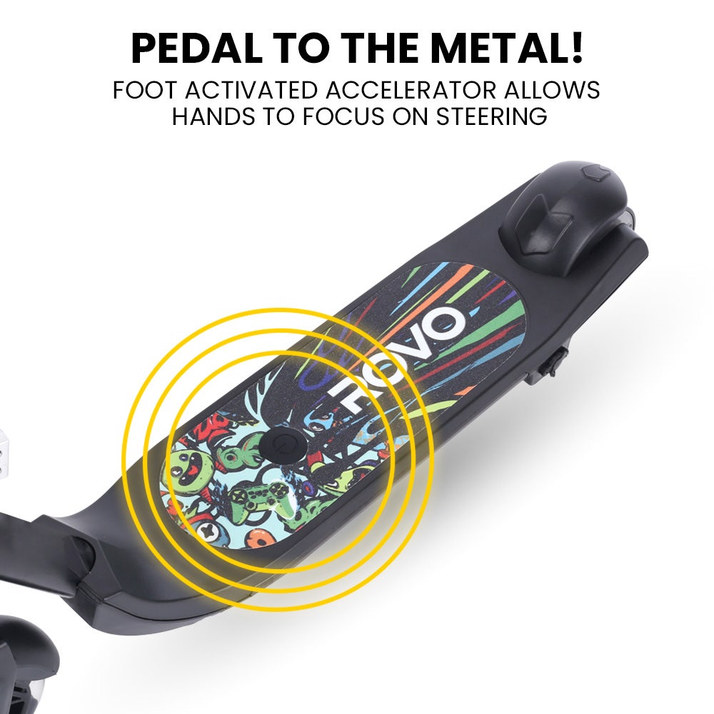 ROVO KIDS WhizKid Electric Scooter, Ages 5-11, Adjustable Height, AU Compliant, Lithium Battery, Brushless Motor, Black