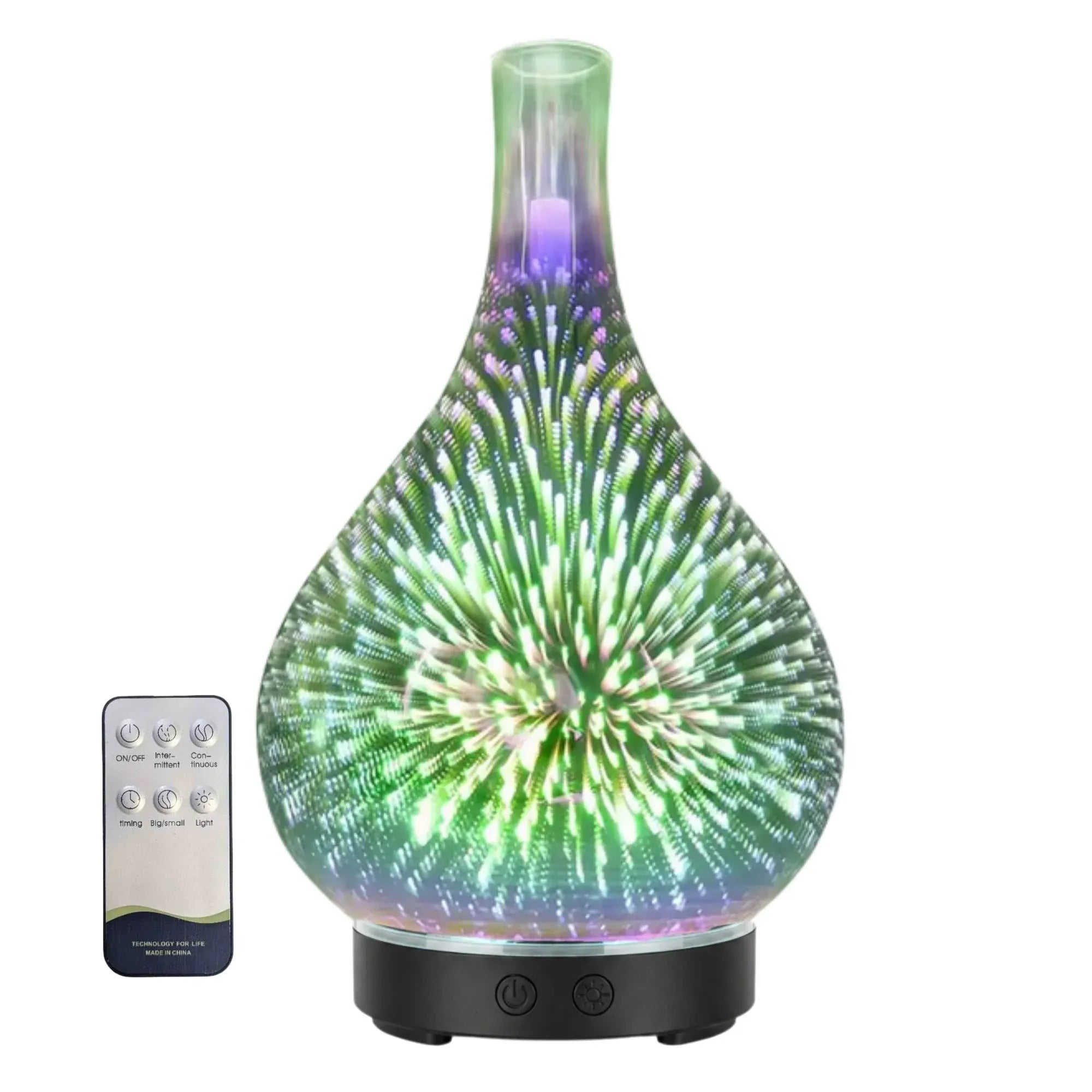 Orku Essential Oil Aroma Diffuser - Mirror 3D Fireworks Light USB Remote Bedworld