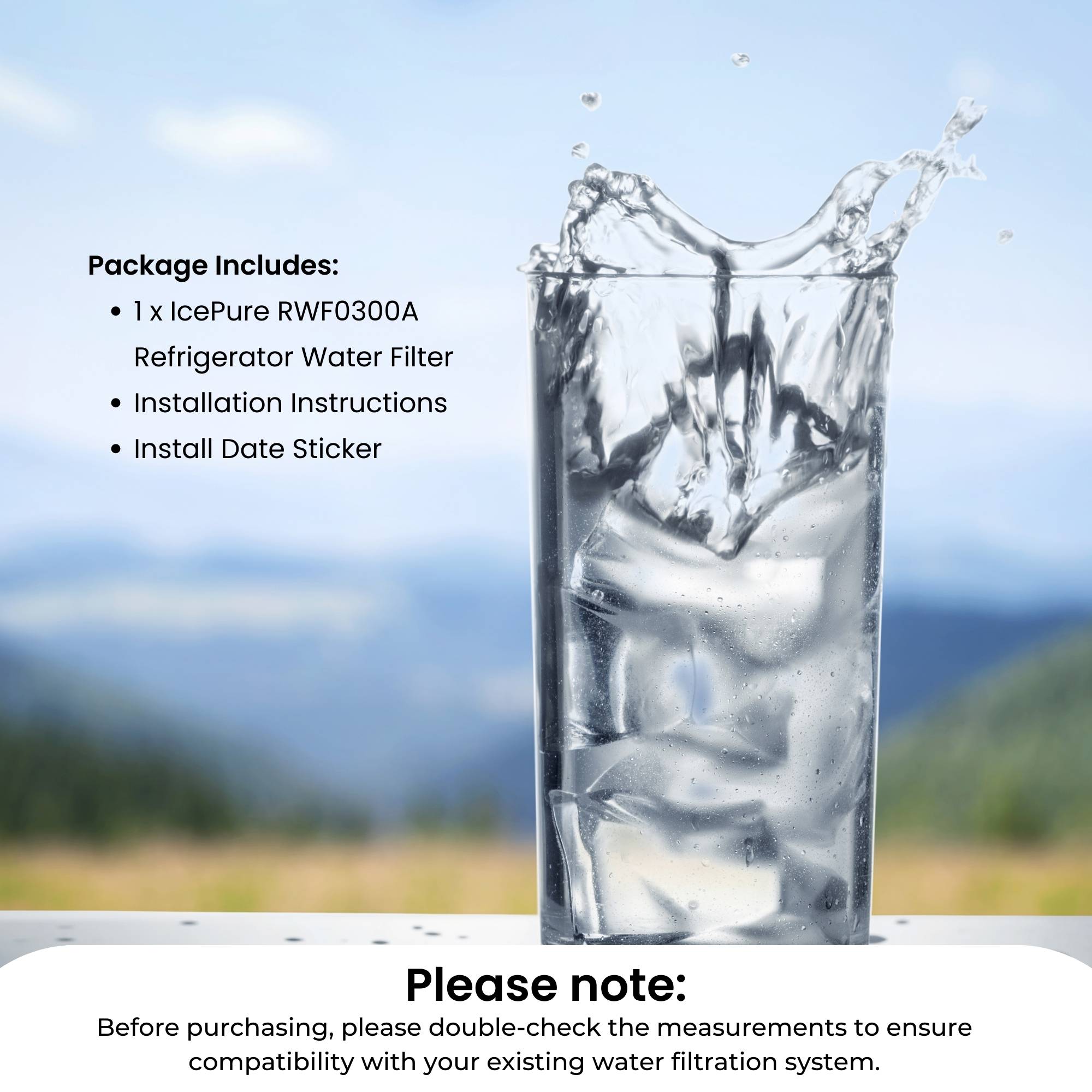 IcePure RWF0300A RFC0300A Inline Fridge Water Filter Replacement 1/4 Inch