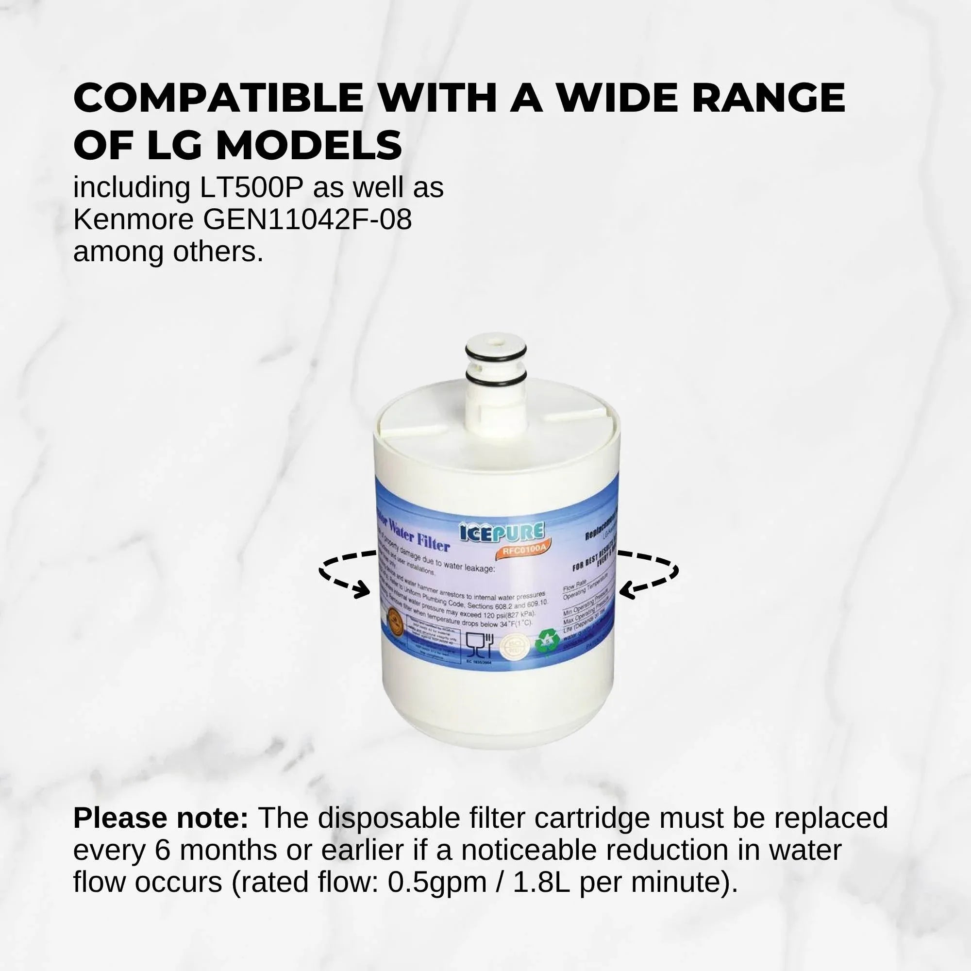Fridge Water Filter Cartridge - RFC0100A RWF0100A For LG LT500P 5231JA2002 KENMORE G Bedworld