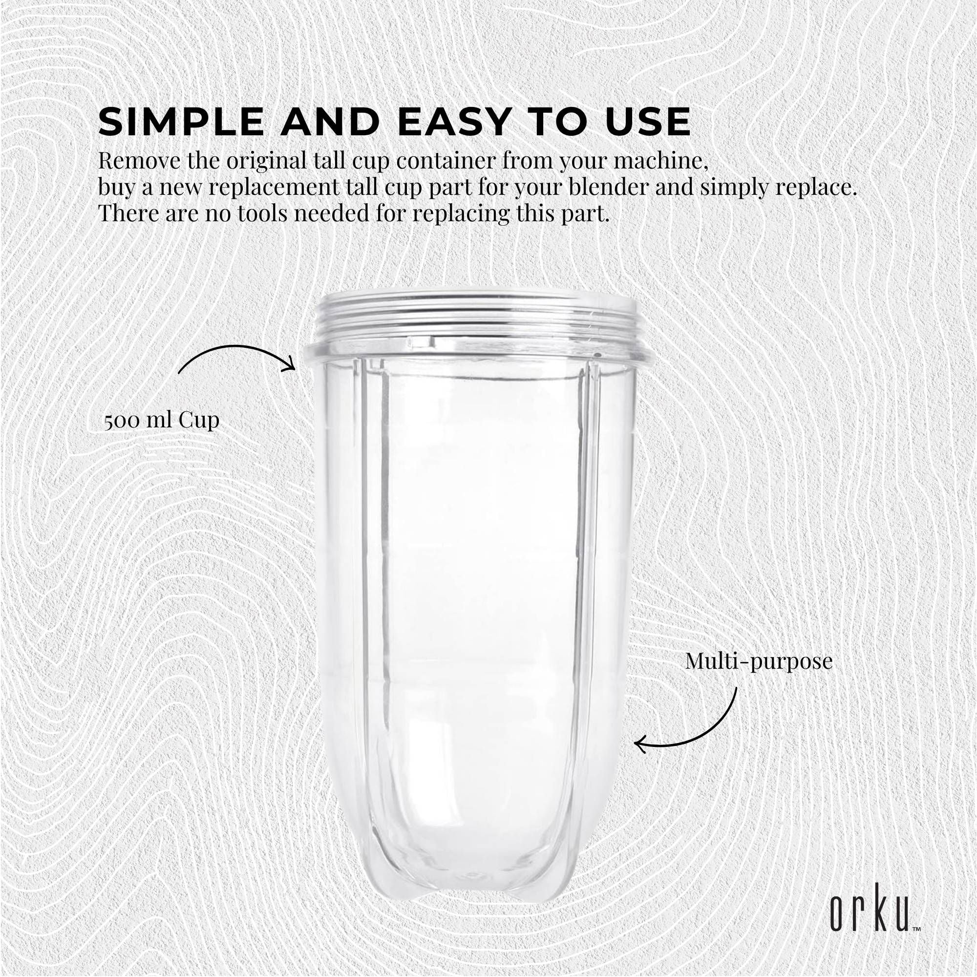 500ml Tall Cup Replacement Compatible with Magic Bullet Cross Blade Blender Bedworld
