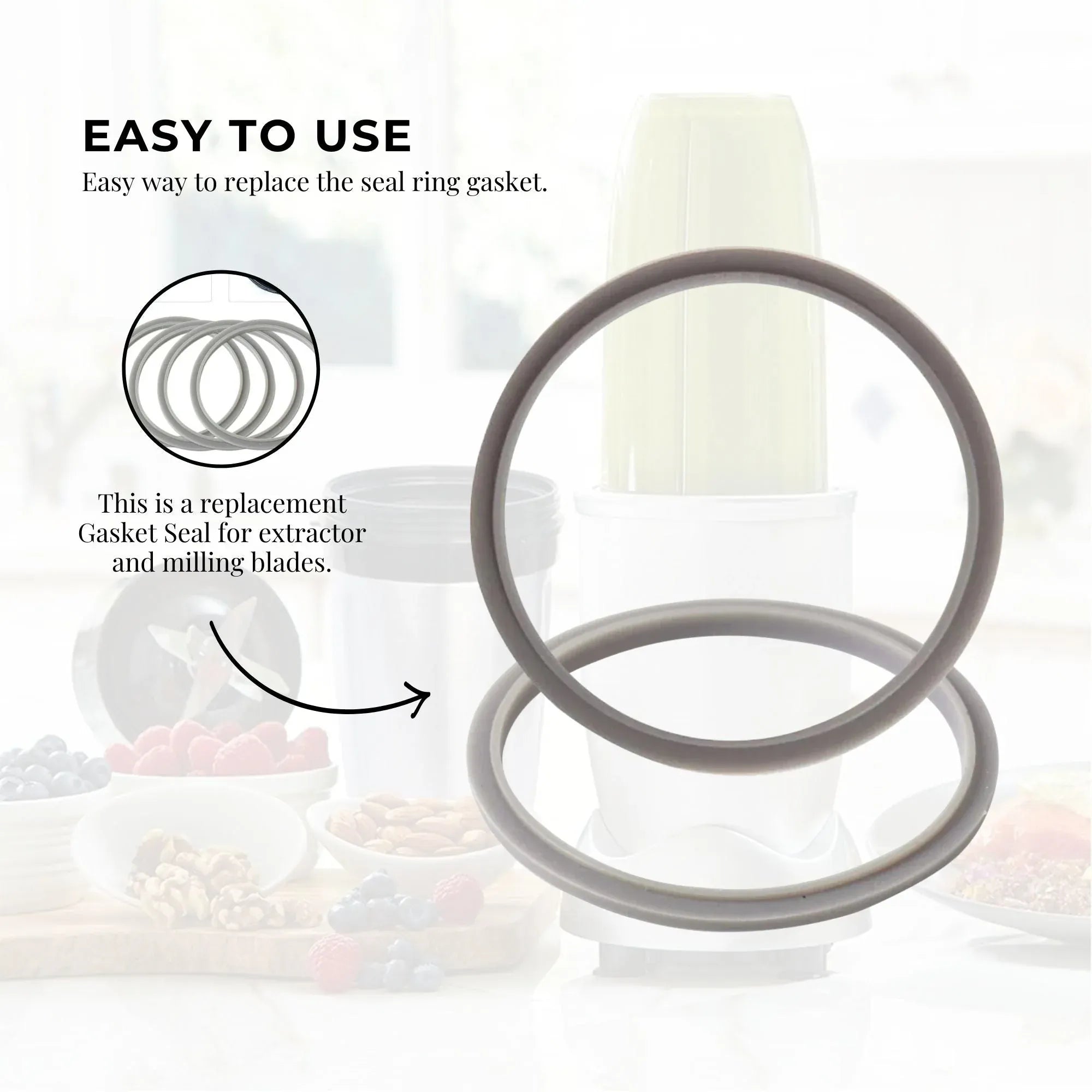 Kitchee For Nutribullet Short Cup + Extractor Blade + Grey Seal Bedworld