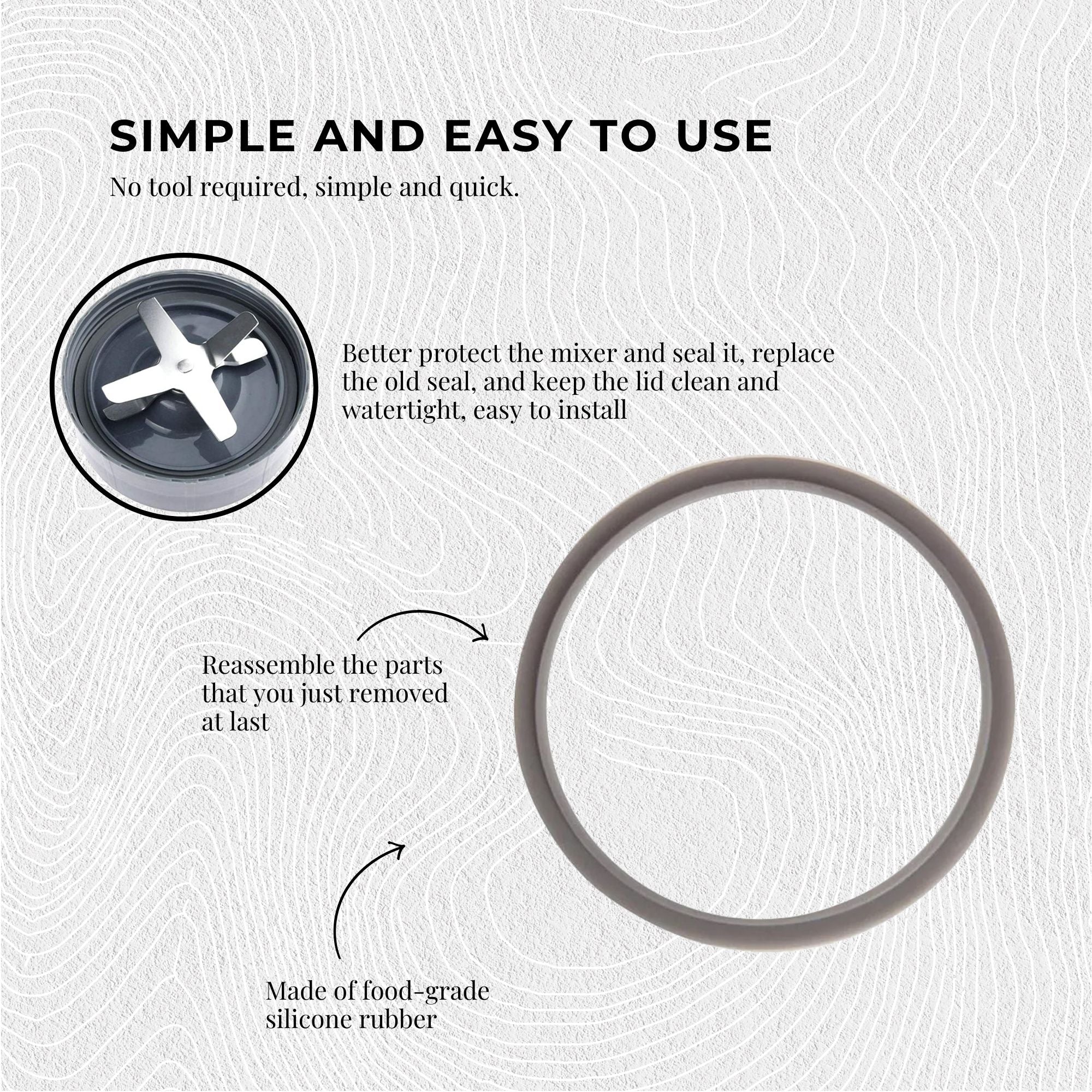 For Nutribullet Short Cup + Handheld Lip Ring + Grey Seal 900 and 600 Models