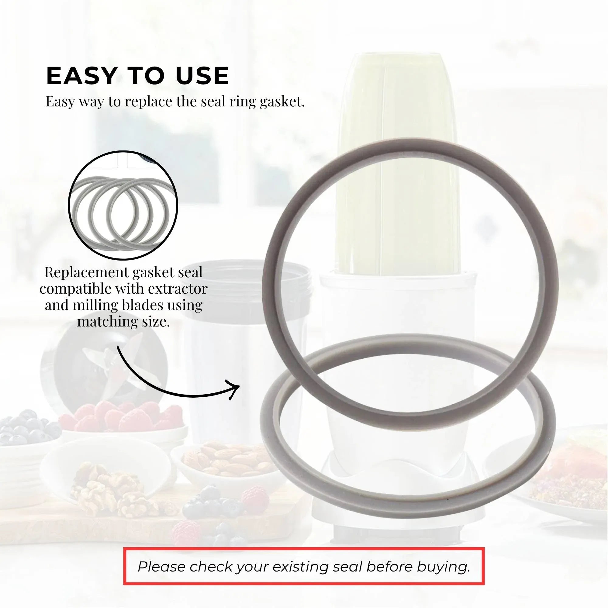 Kitchee 4x Grey Gasket Seal Ring For Nutribullet Model 600 900 1200W 90mm Bedworld