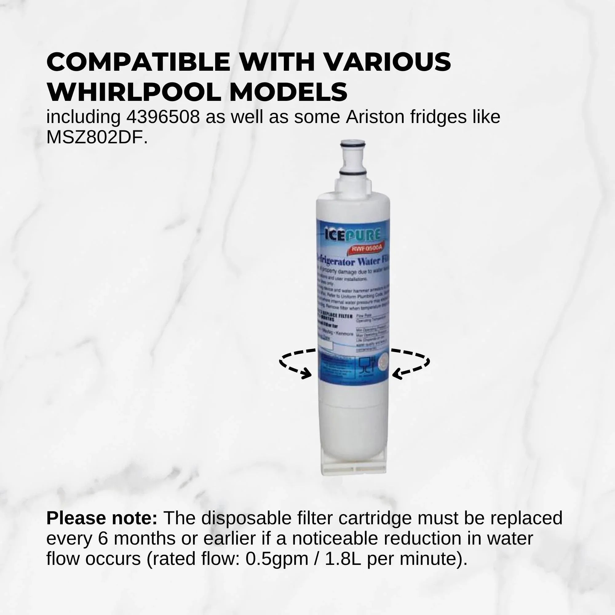 Fridge Water Filter Cartridge RFC0500A RWF0500A For Whirlpool 4396508 Kenmore Bedworld