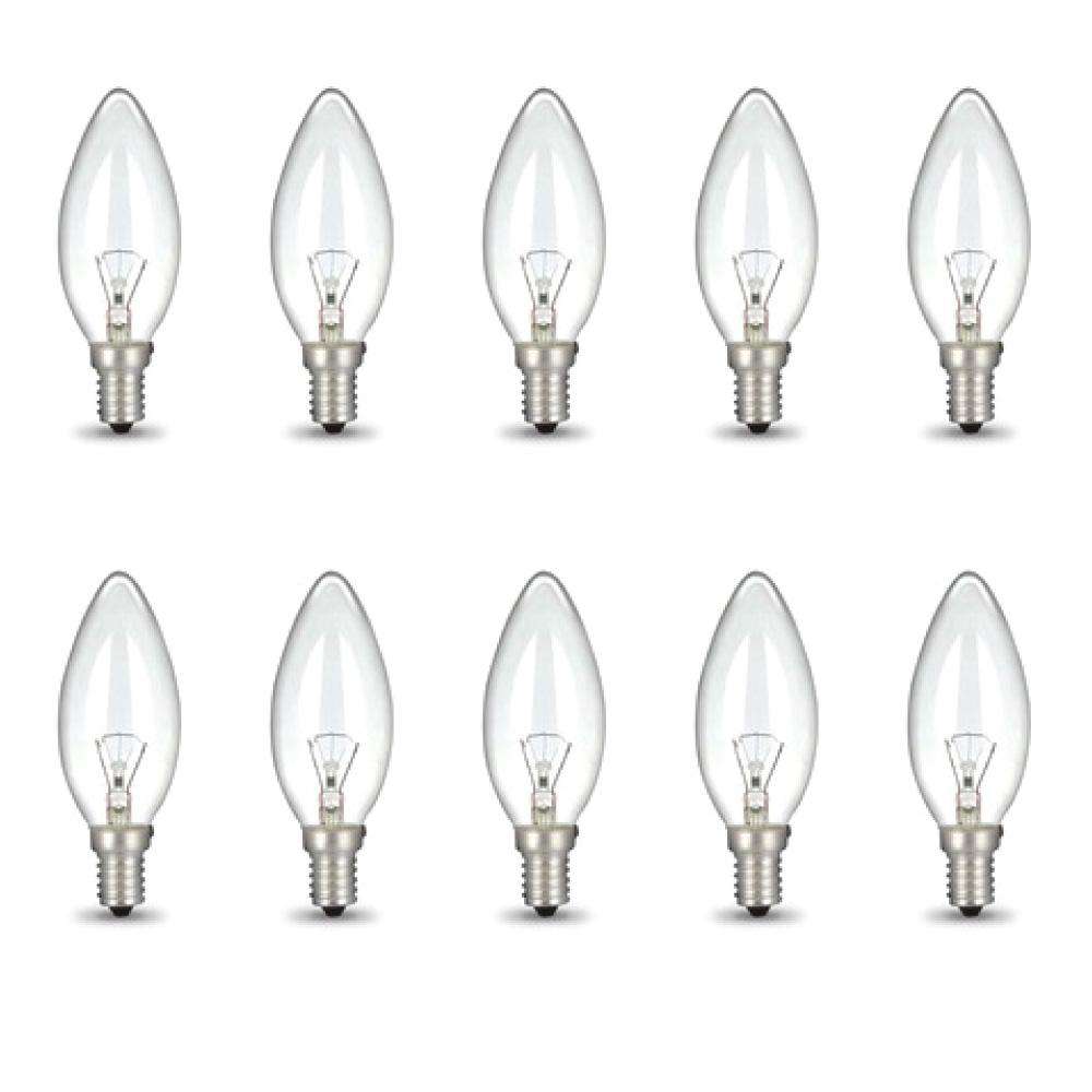 Bulk 10x E14 40W 220V Light Bulbs - C35 Candle Globe For Himalayan Salt Lamp