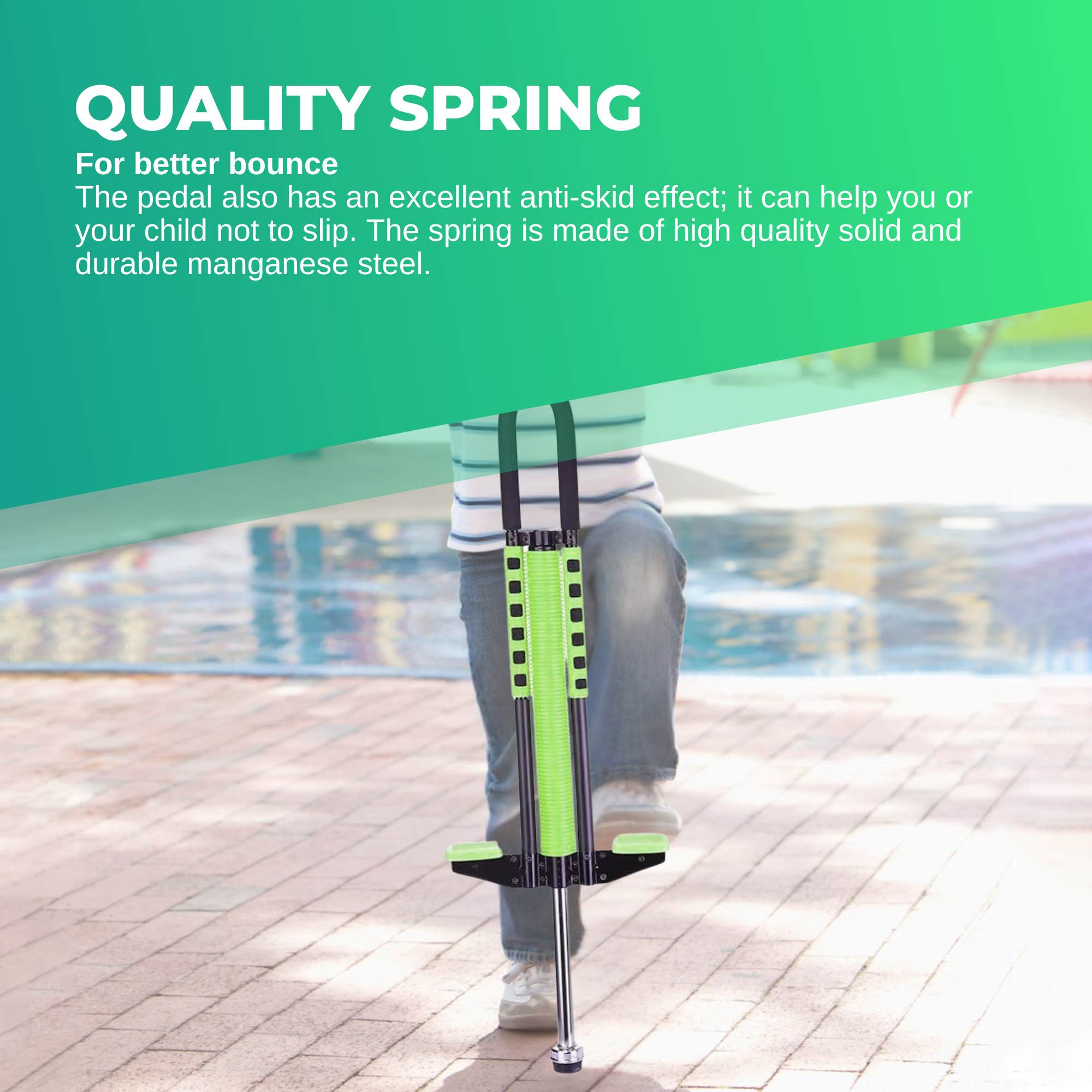 Social Hike Green Pogo Stick - Kids Jumping Jackhammer Exercise Hopper