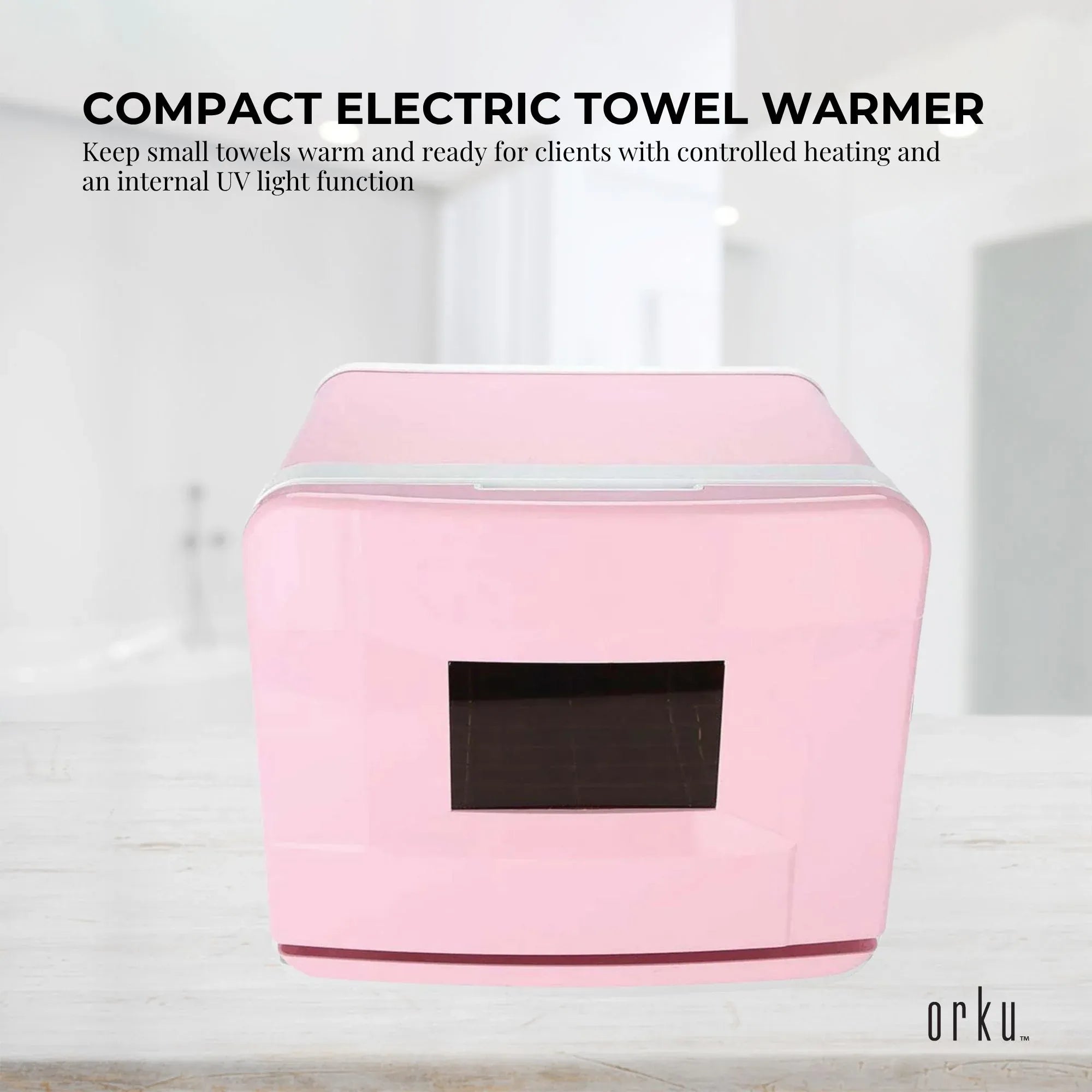 Orku 8L Pink Electric Towel Warmer UV Cabinet Salon Spa Bedworld