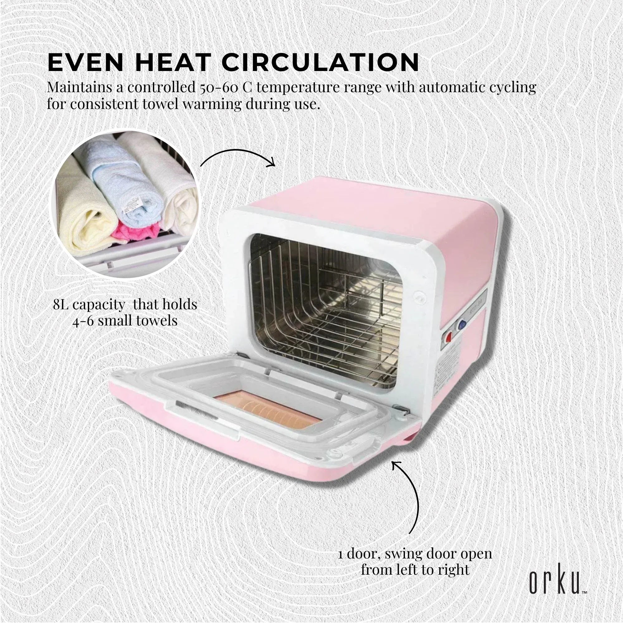 Orku 8L Pink Electric Towel Warmer UV Cabinet Salon Spa Bedworld