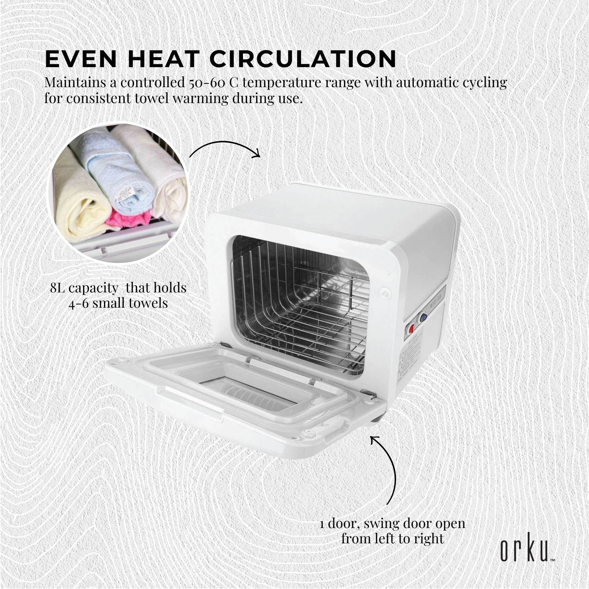 Orku 8L Electric Towel Warmer UV Cabinet Salon Spa White Bedworld