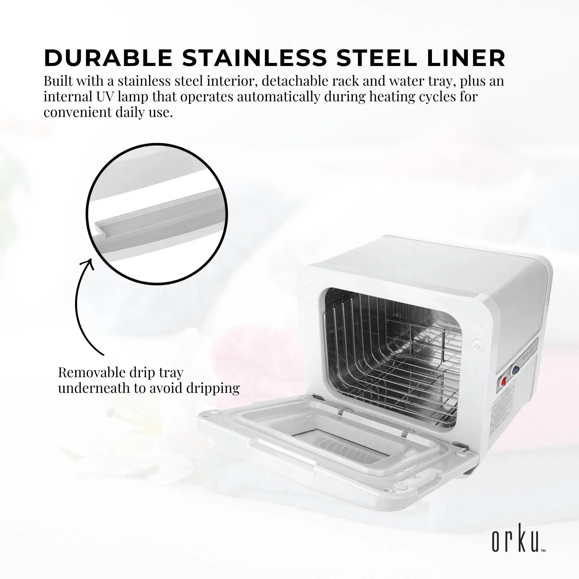 Orku 8L Electric Towel Warmer UV Cabinet Salon Spa White Bedworld