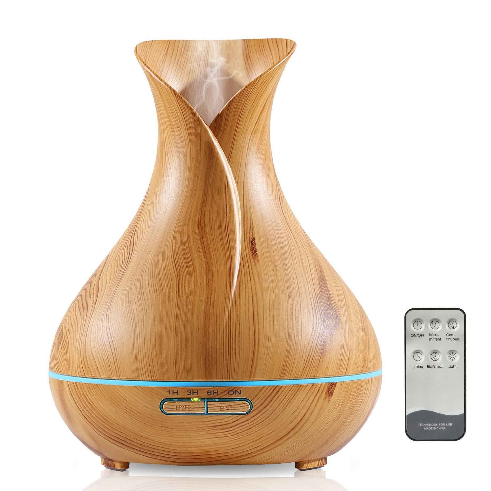 Essential Oil Aroma Diffuser Tulip Light Wood  -Ultrasonic Mist Humidifier Bedworld