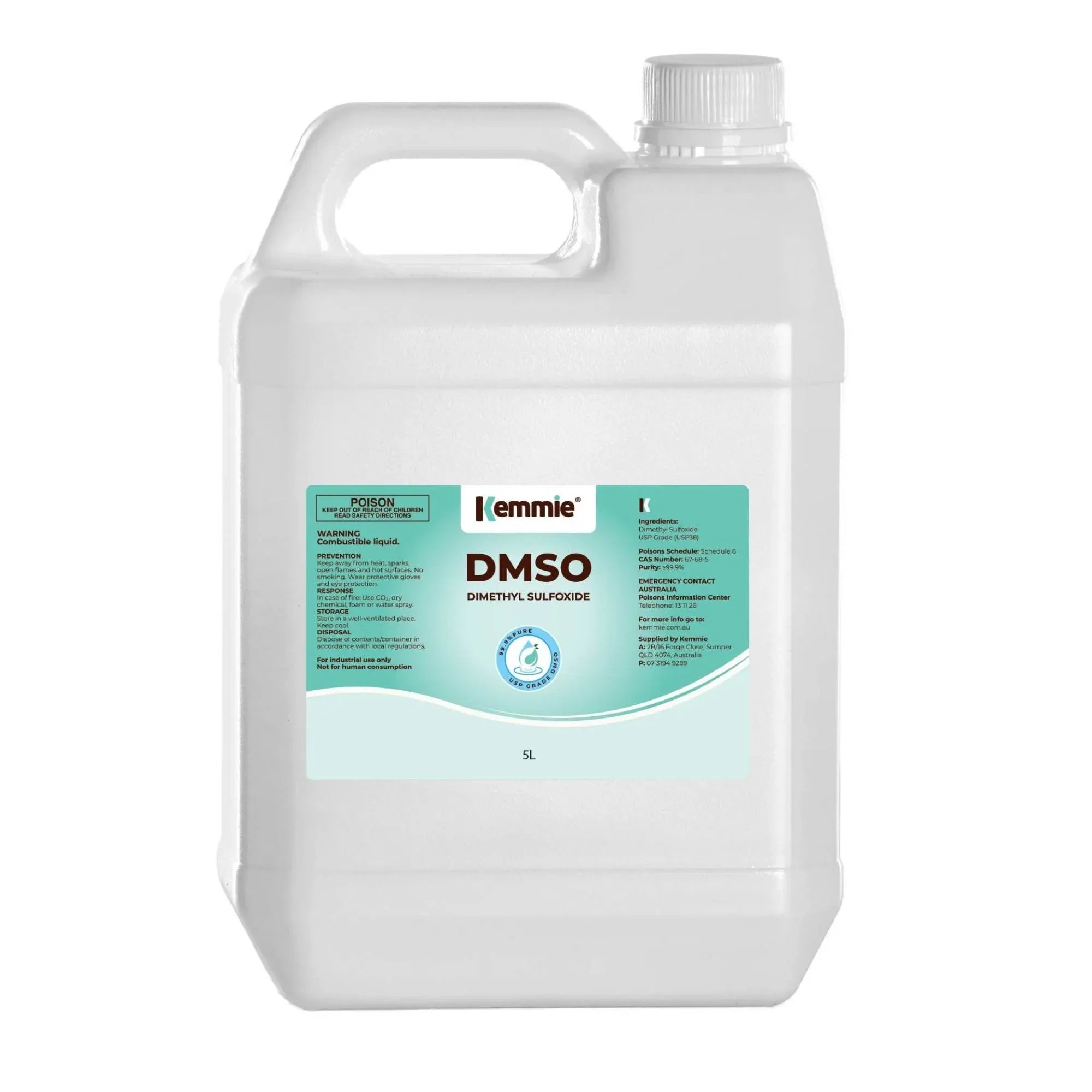 Kemmie 5L DMSO Liquid 99.9% Pure -  USP Grade Dimethyl Sulfoxide Solvent Bulk