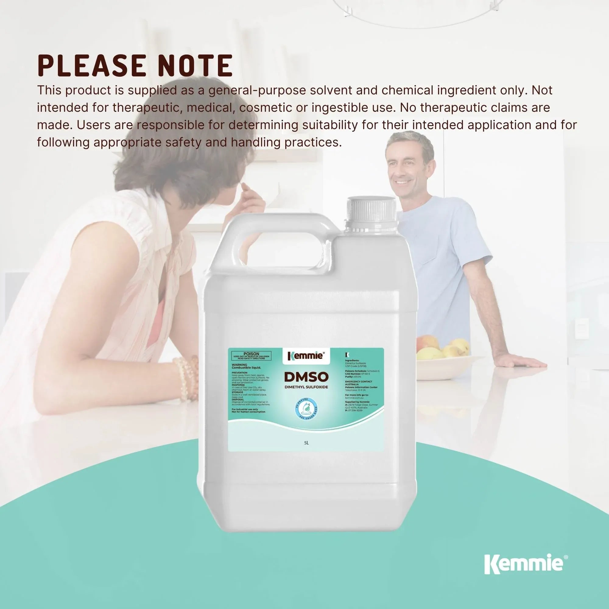 Kemmie 5L DMSO Liquid 99.9% Pure -  USP Grade Dimethyl Sulfoxide Solvent Bulk